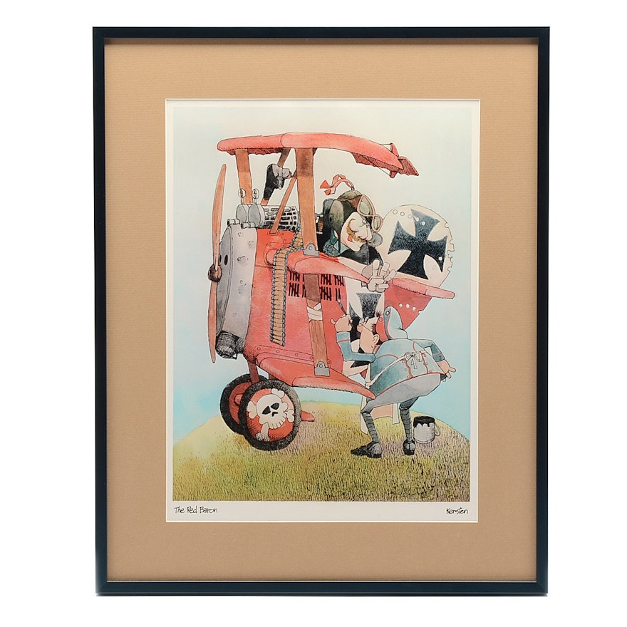 Kersten Vintage Offset Lithograph Print "The Red Baron"