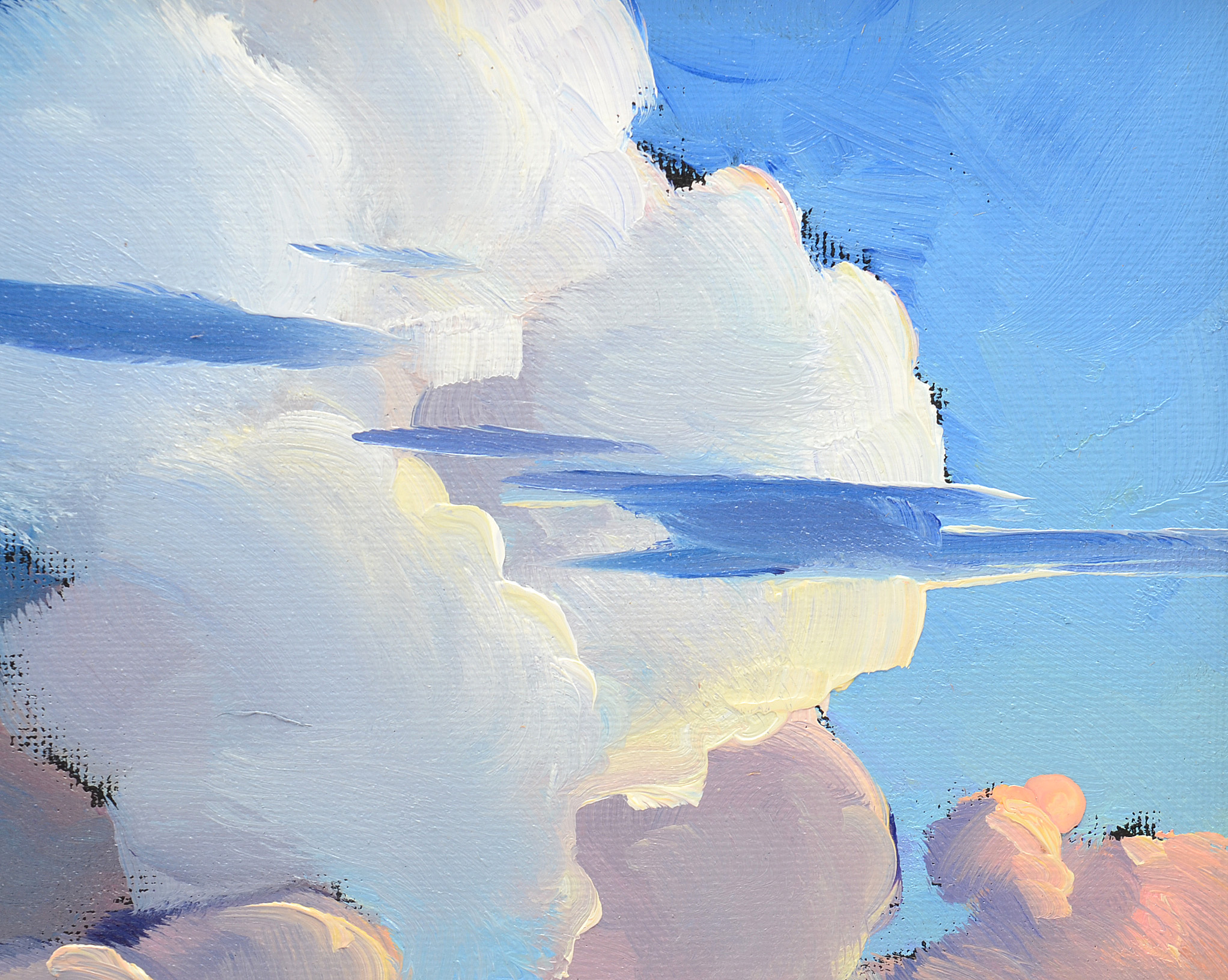 William Hawkins Oil Painting on Canvas Board of Dramatic Sky