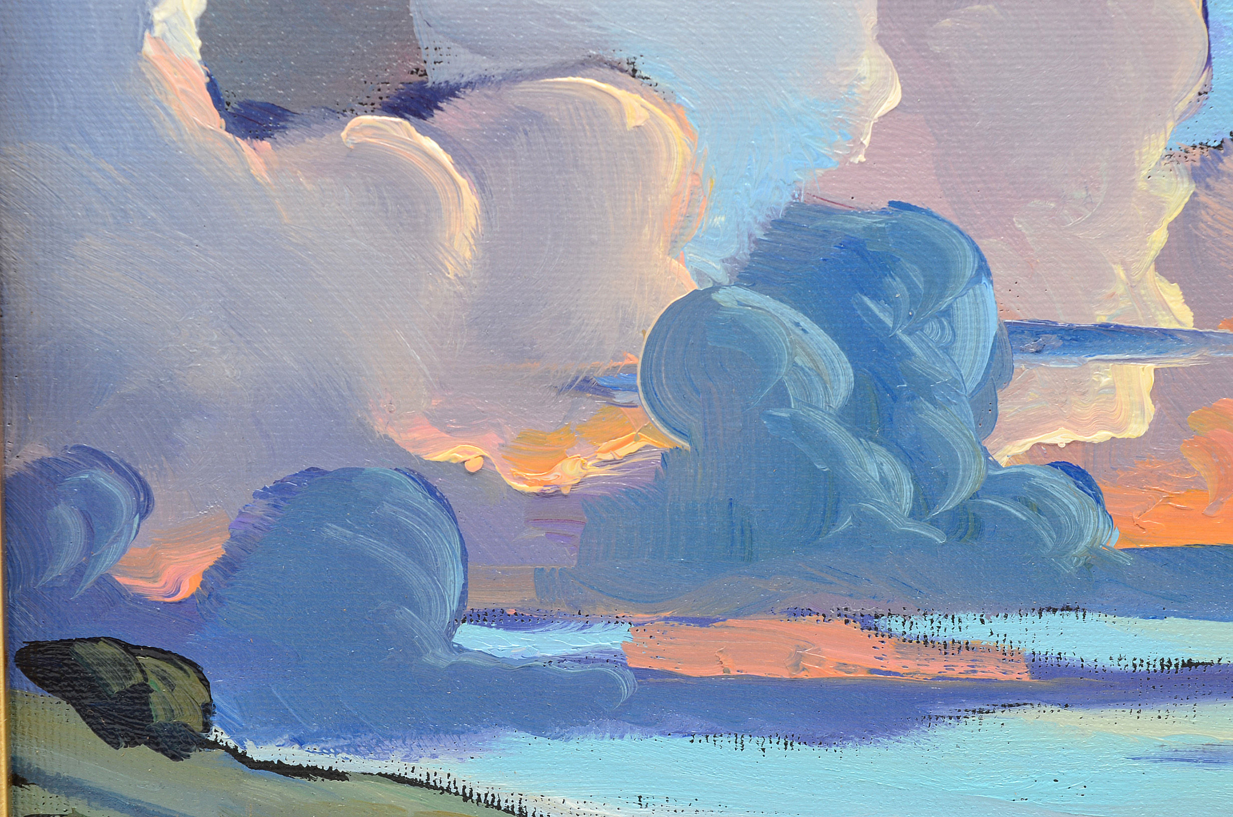 William Hawkins Oil Painting on Canvas Board of Dramatic Sky