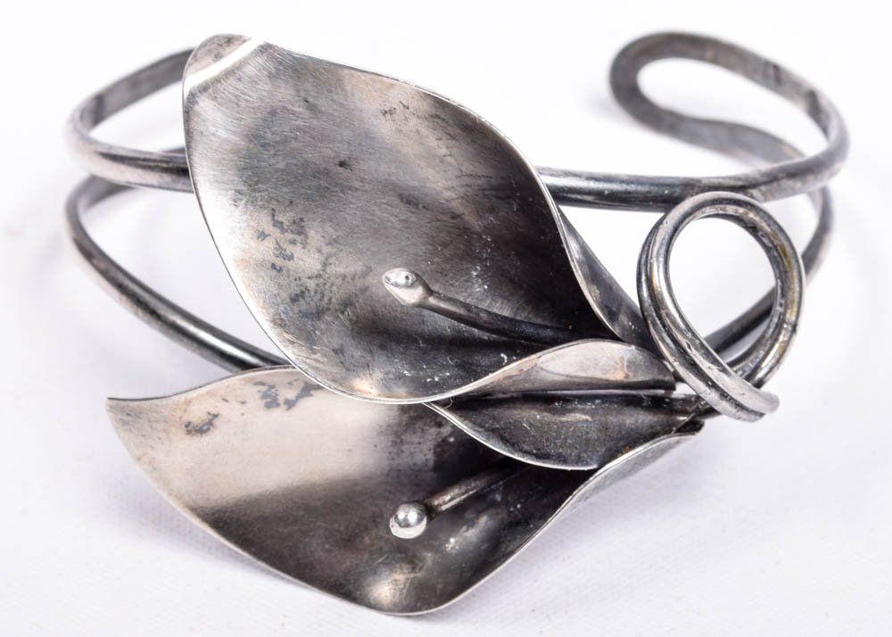 Stuart Nye Sterling Silver Calla Lily Cuff Bracelet