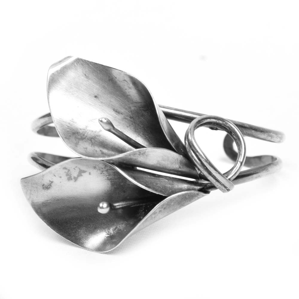 Stuart Nye Sterling Silver Calla Lily Cuff Bracelet