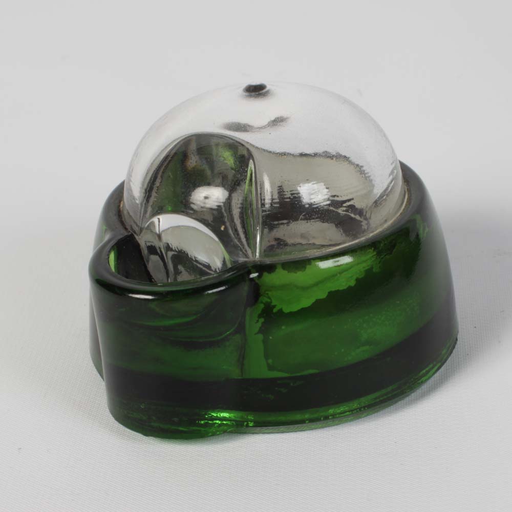 Vintage Eclipse Green Glass Jacobus Double Barometric Inkwell Set & Tray