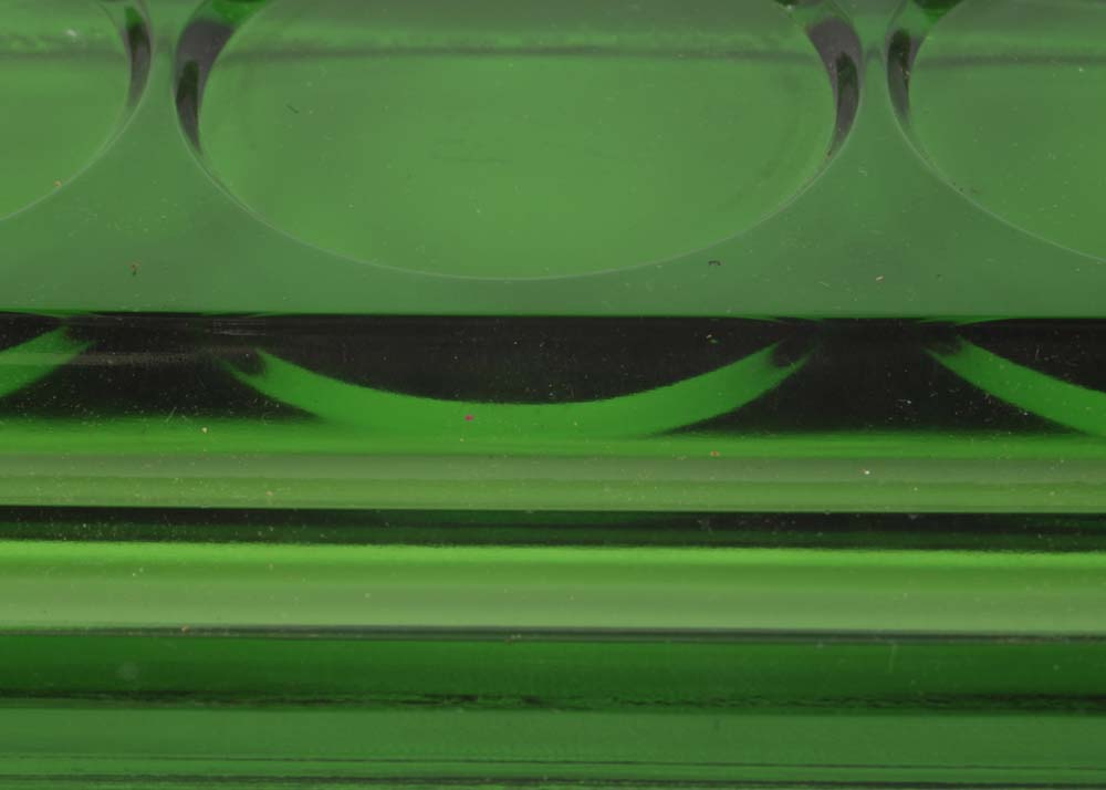 Vintage Eclipse Green Glass Jacobus Double Barometric Inkwell Set & Tray