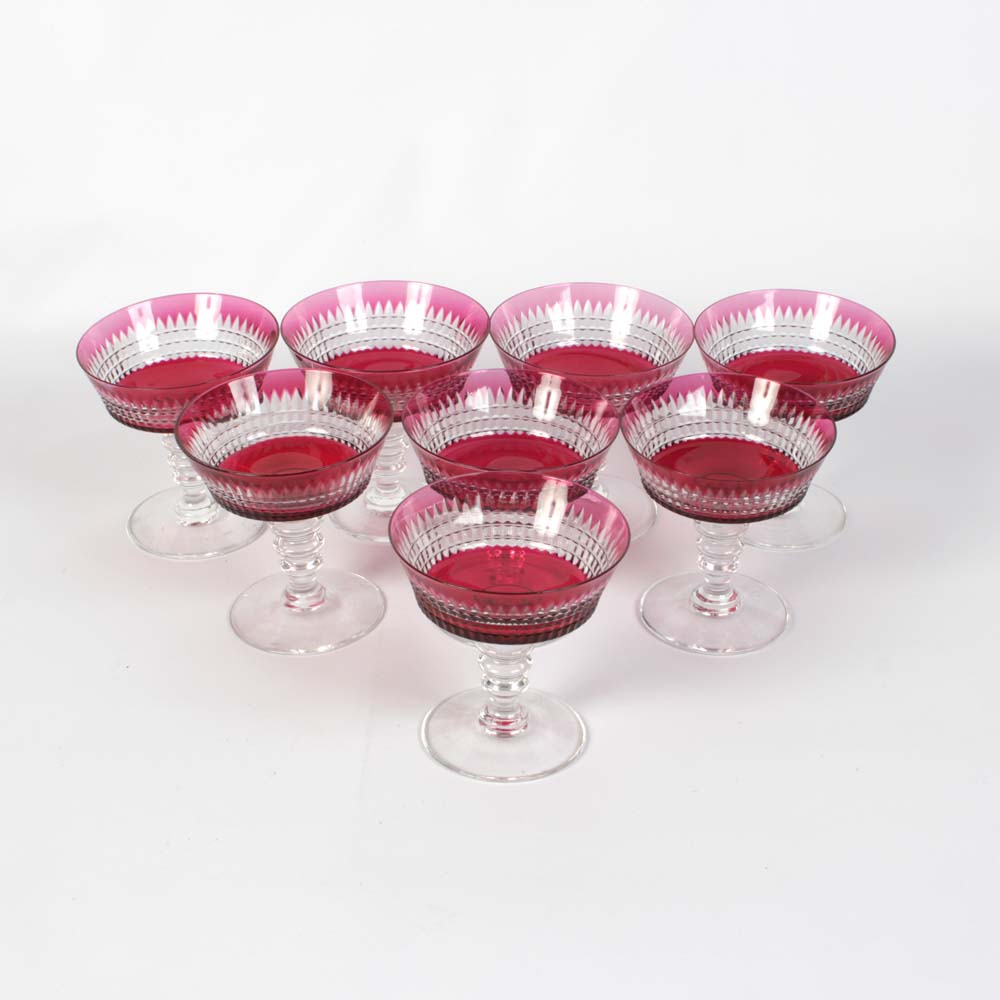Vintage Ruby Flashed Sherbert/Champagne Coupes
