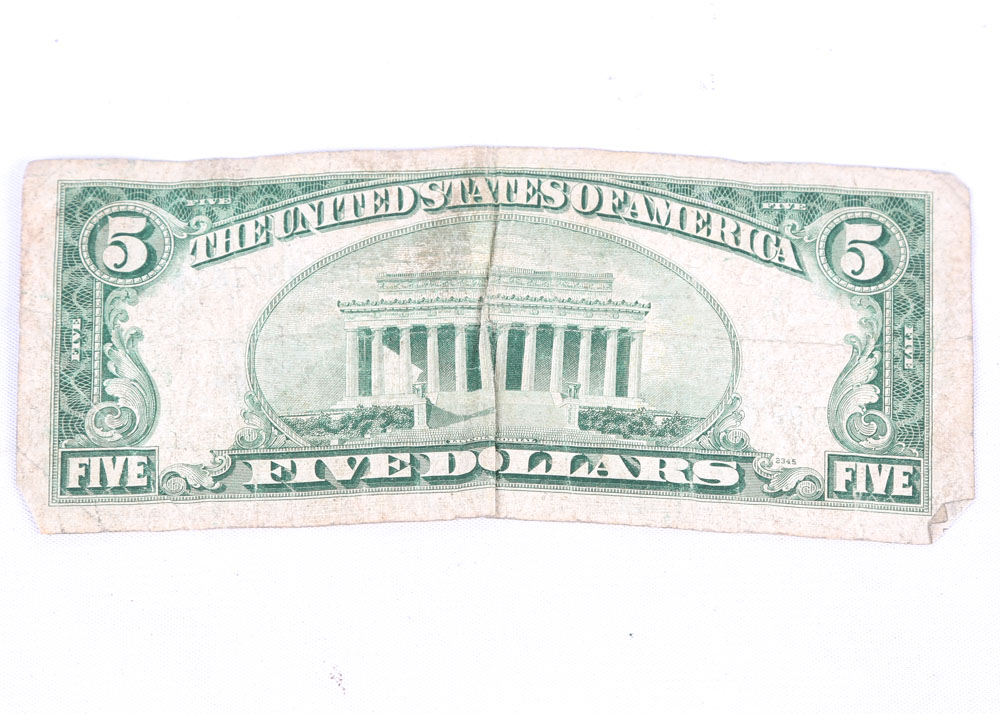 $5 US Silver Certificates and US Red Seal Note