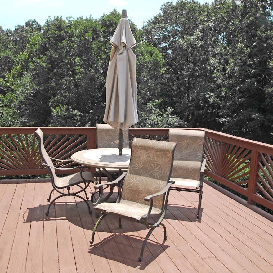 Tropitone Patio Chairs, Treasure Garden Umbrella and Patio Table