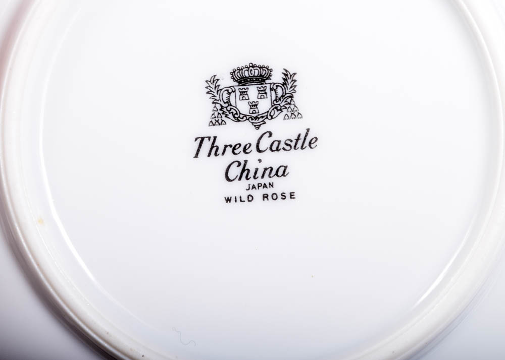 Three Castle China "Wild Rose" Tableware