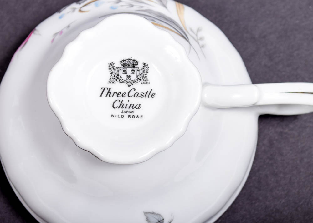 Three Castle China "Wild Rose" Tableware