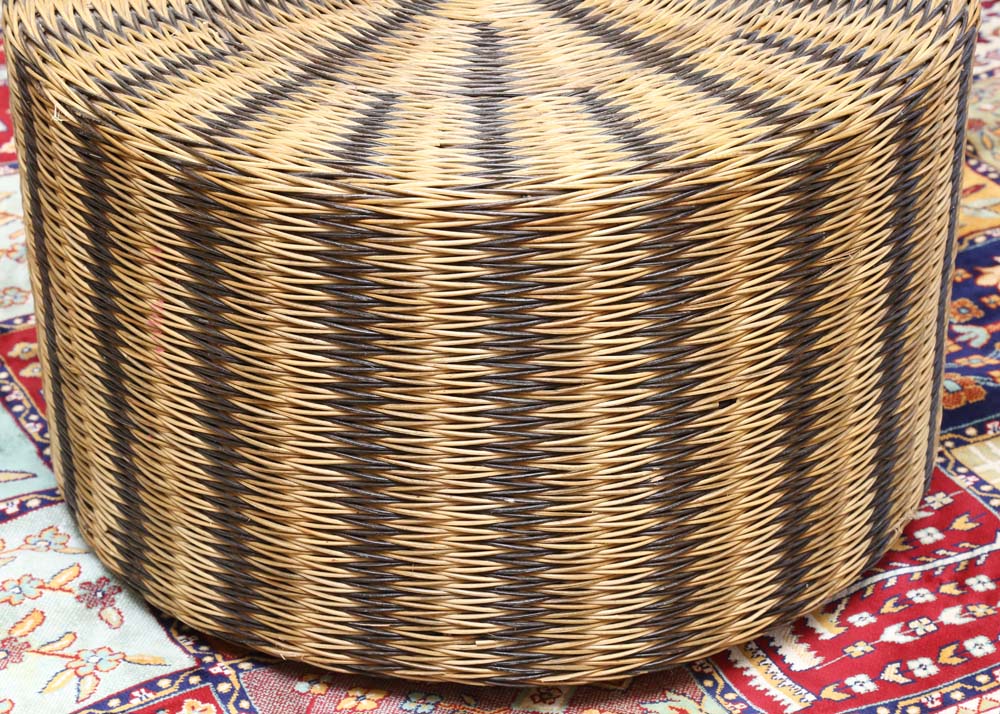 Woven Rattan Ottoman