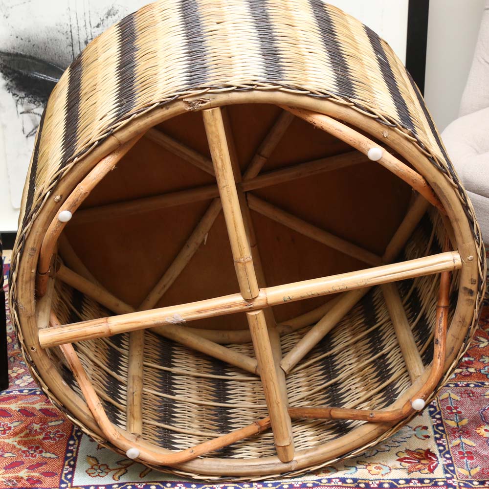 Woven Rattan Ottoman