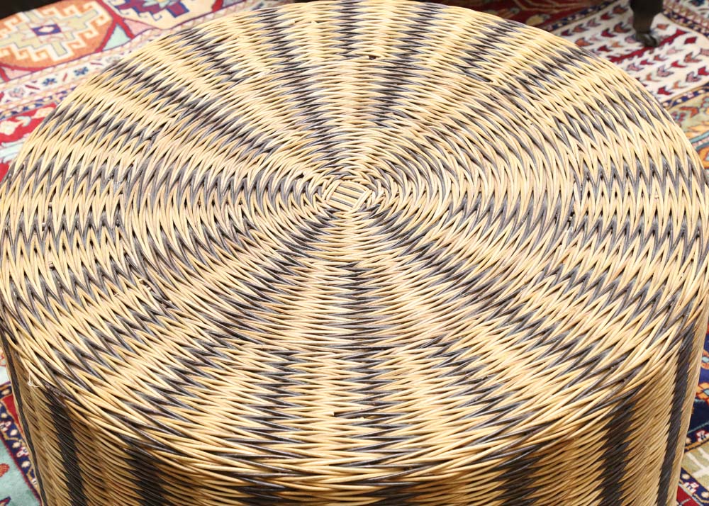 Woven Rattan Ottoman