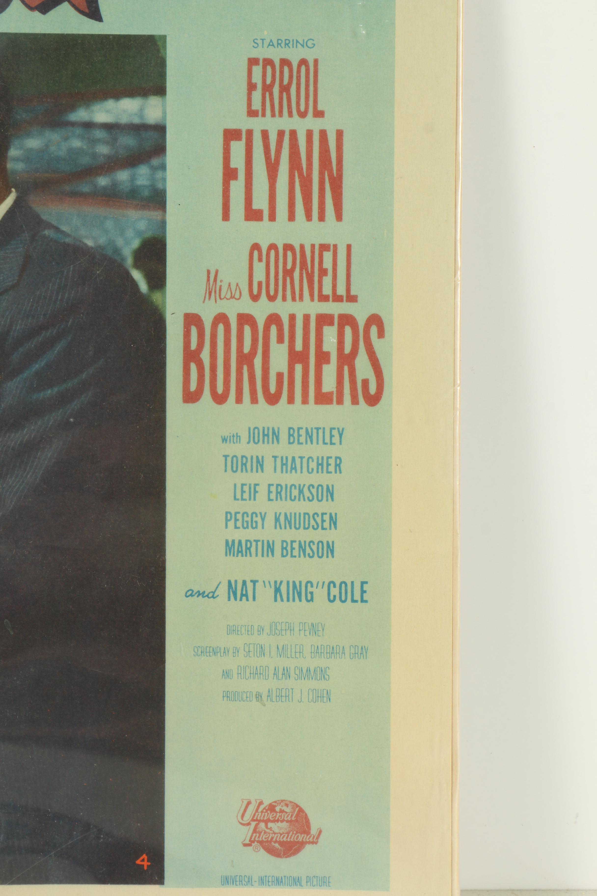 1957 "Istanbul" Lobby Card Featuring Errol Flynn and Nat "King" Cole