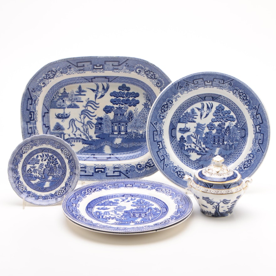 Vintage "Blue Willow" Serveware Featuring Myott and Royal Doulton