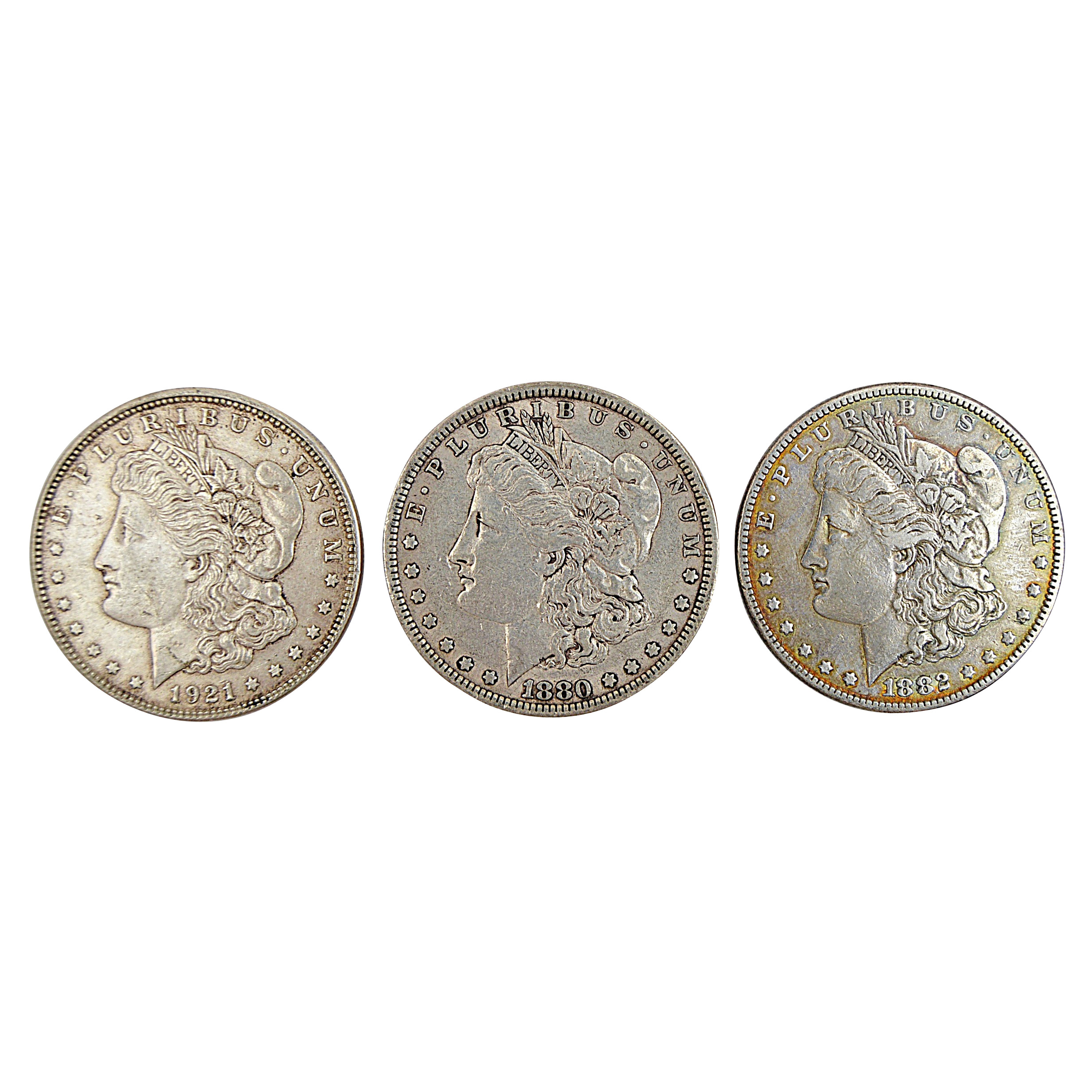 Three Morgan Silver Dollars