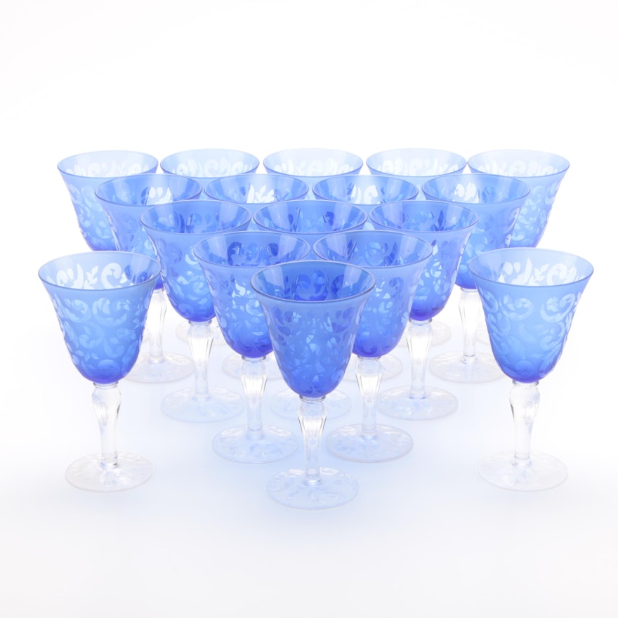 Frosted Cobalt Blue Crystal Goblets