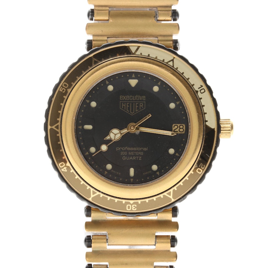 TAG Heuer Gold-Tone Stainless Steel Black Dial Wristwatch
