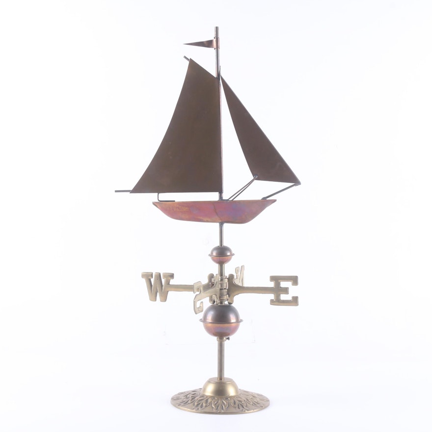 Brass and Copper Sailboat Weather Vane