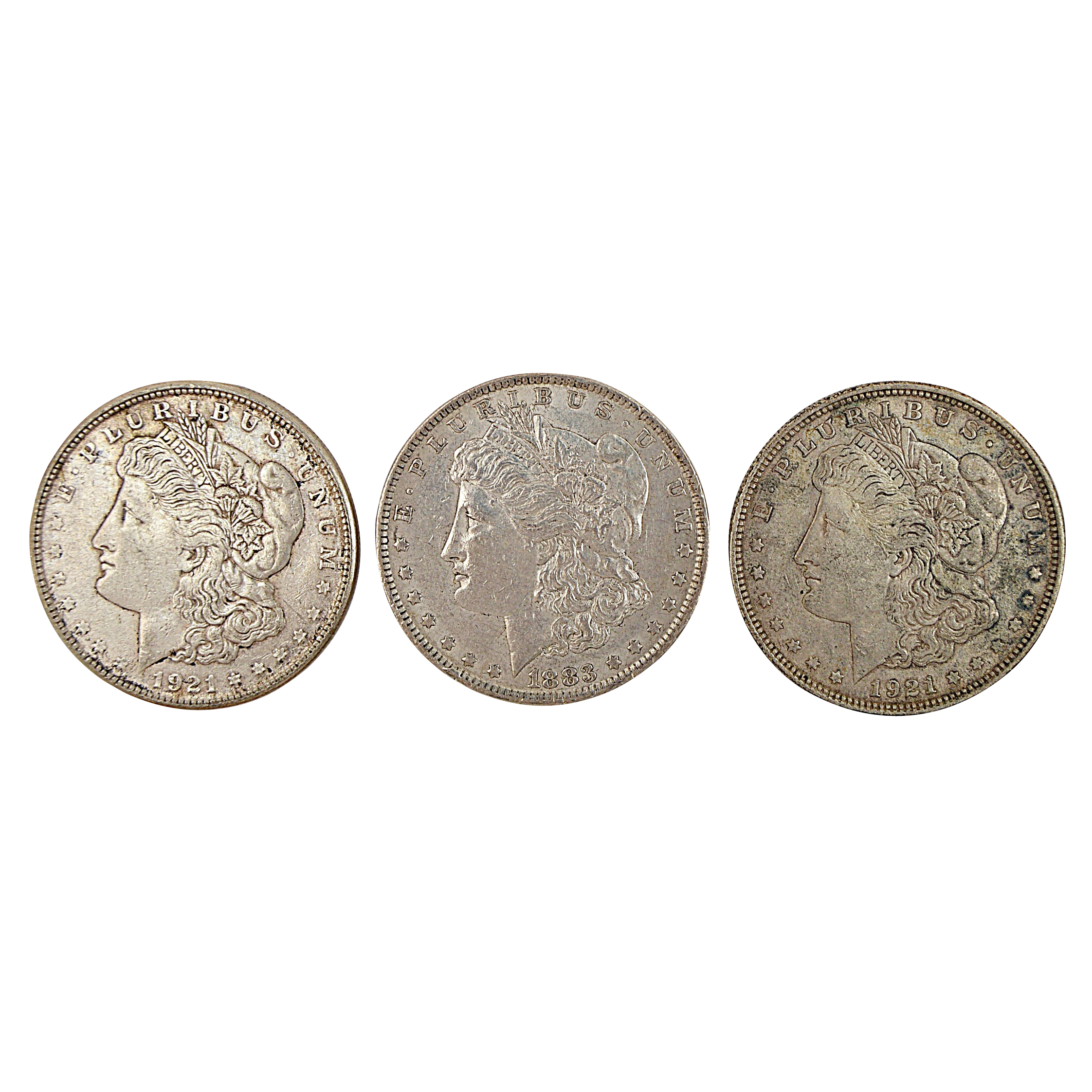 Three Morgan Silver Dollars