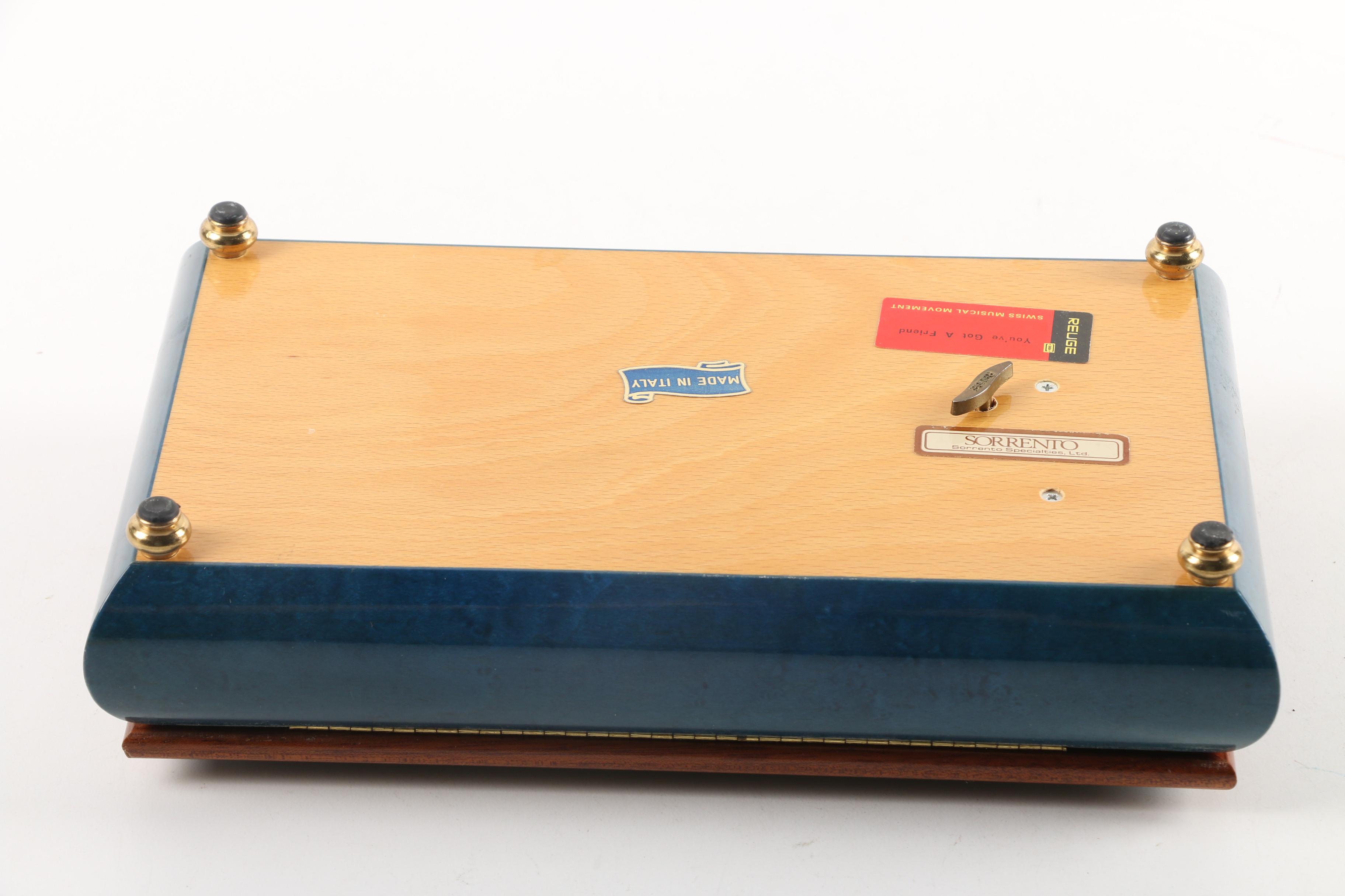 Sorrento Wood Music Box with Reuge "You've Got A Friend"
