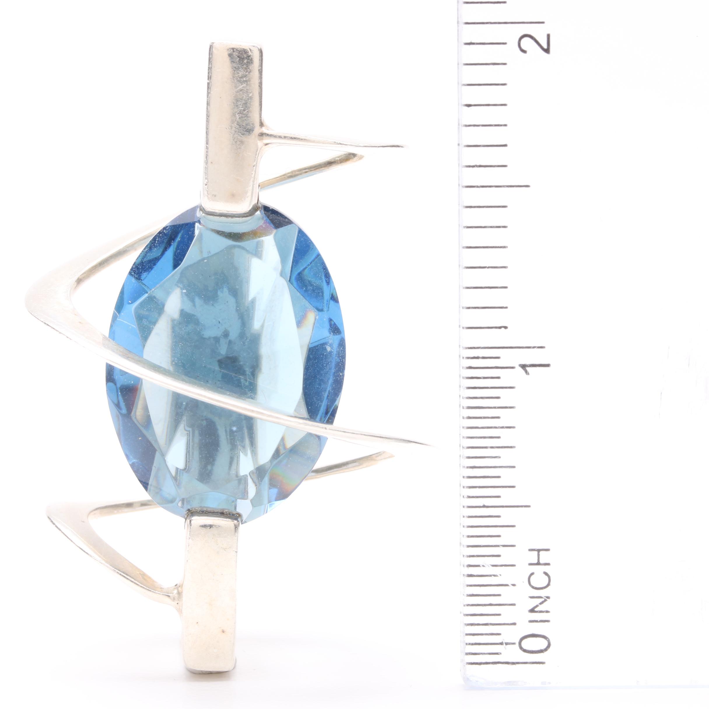 Maria Elena Muñoz Sterling Silver Blue Glass Abstract Pendant
