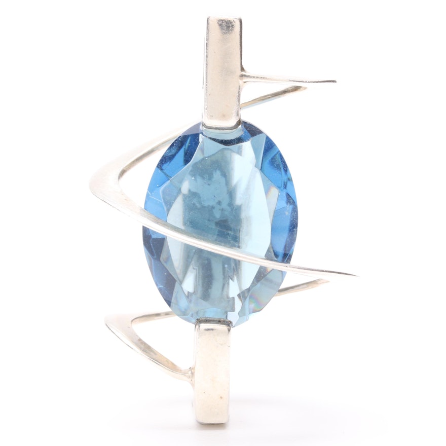 Maria Elena Muñoz Sterling Silver Blue Glass Abstract Pendant