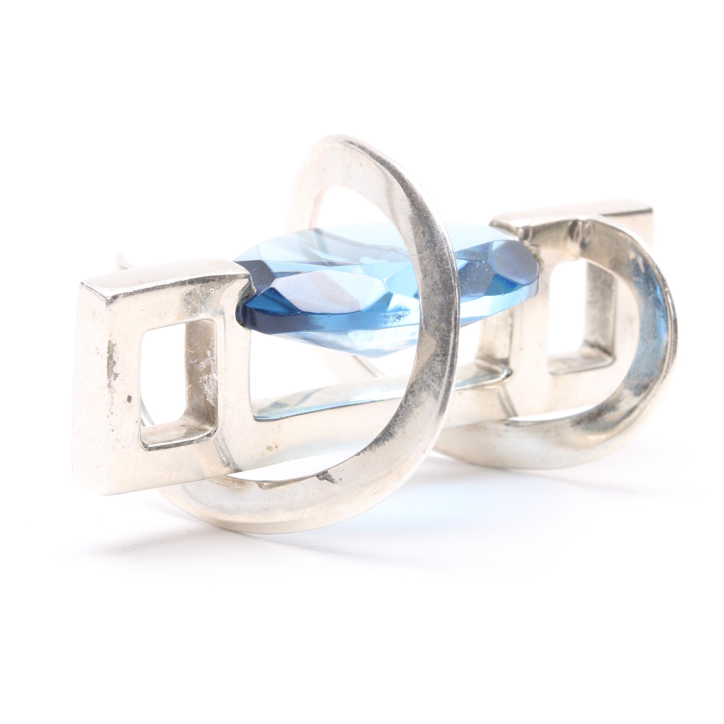 Maria Elena Muñoz Sterling Silver Blue Glass Abstract Pendant