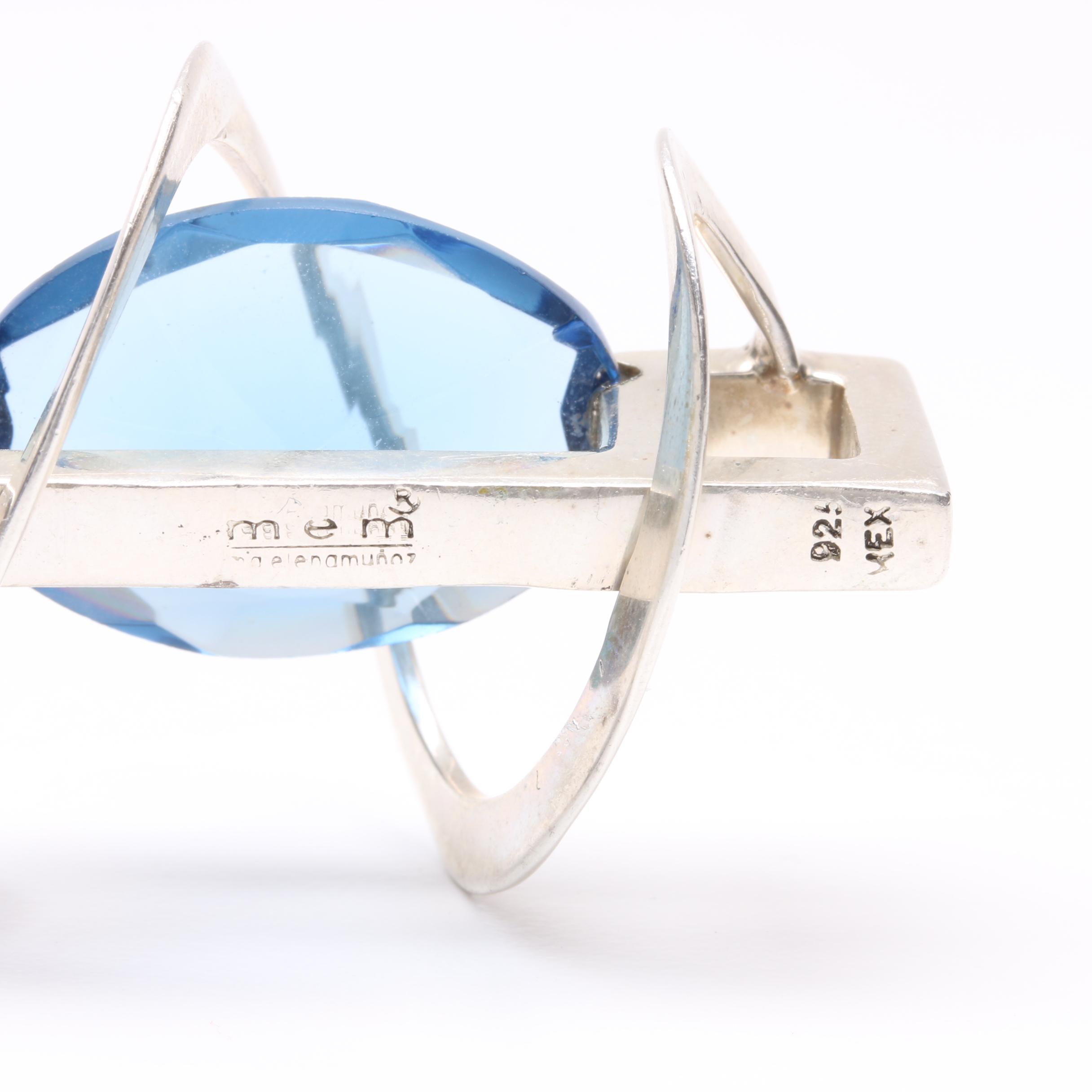 Maria Elena Muñoz Sterling Silver Blue Glass Abstract Pendant