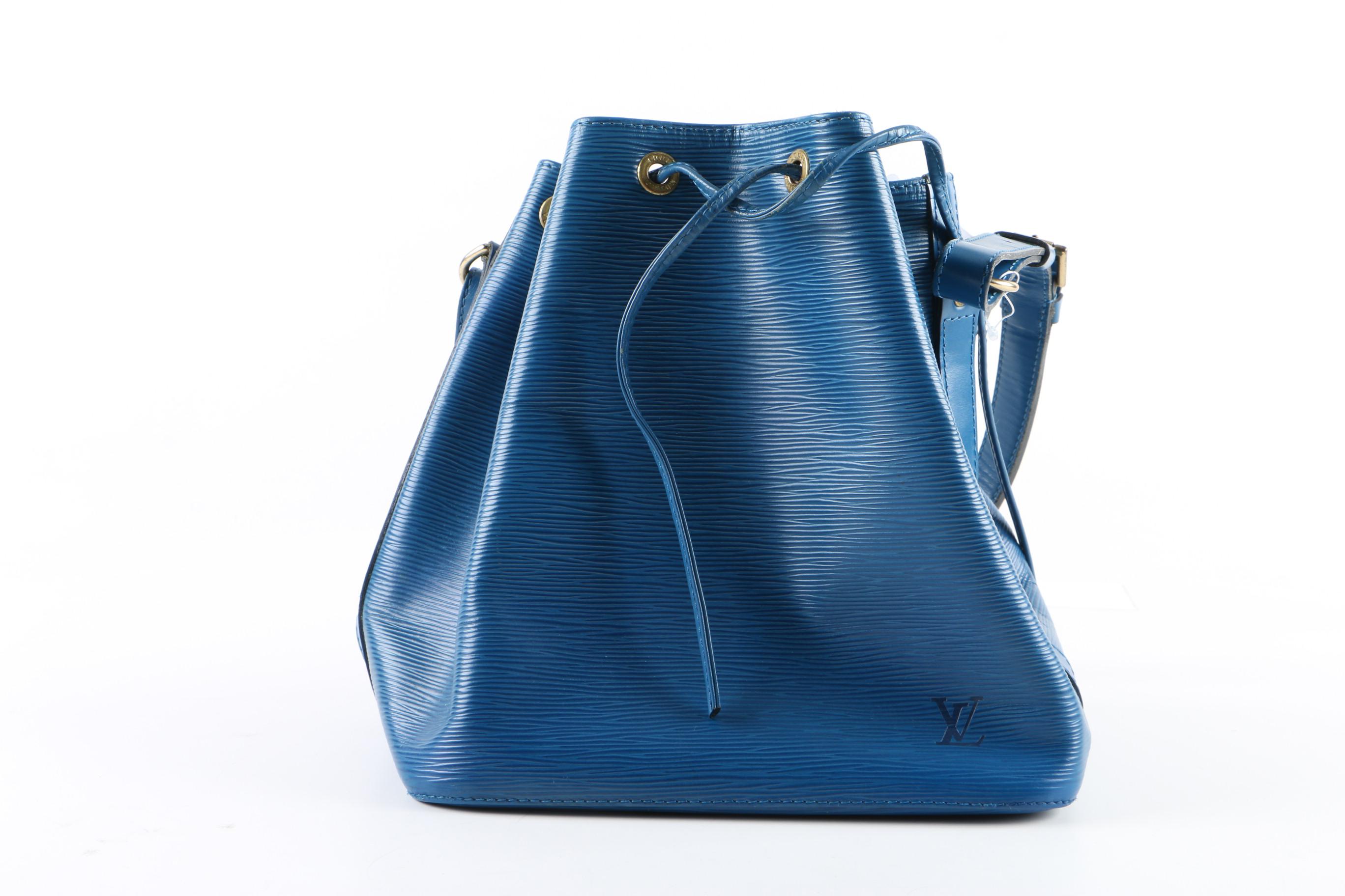 Louis Vuitton of Paris Epi Leather Petit Noe Bucket Bag in Toledo Blue
