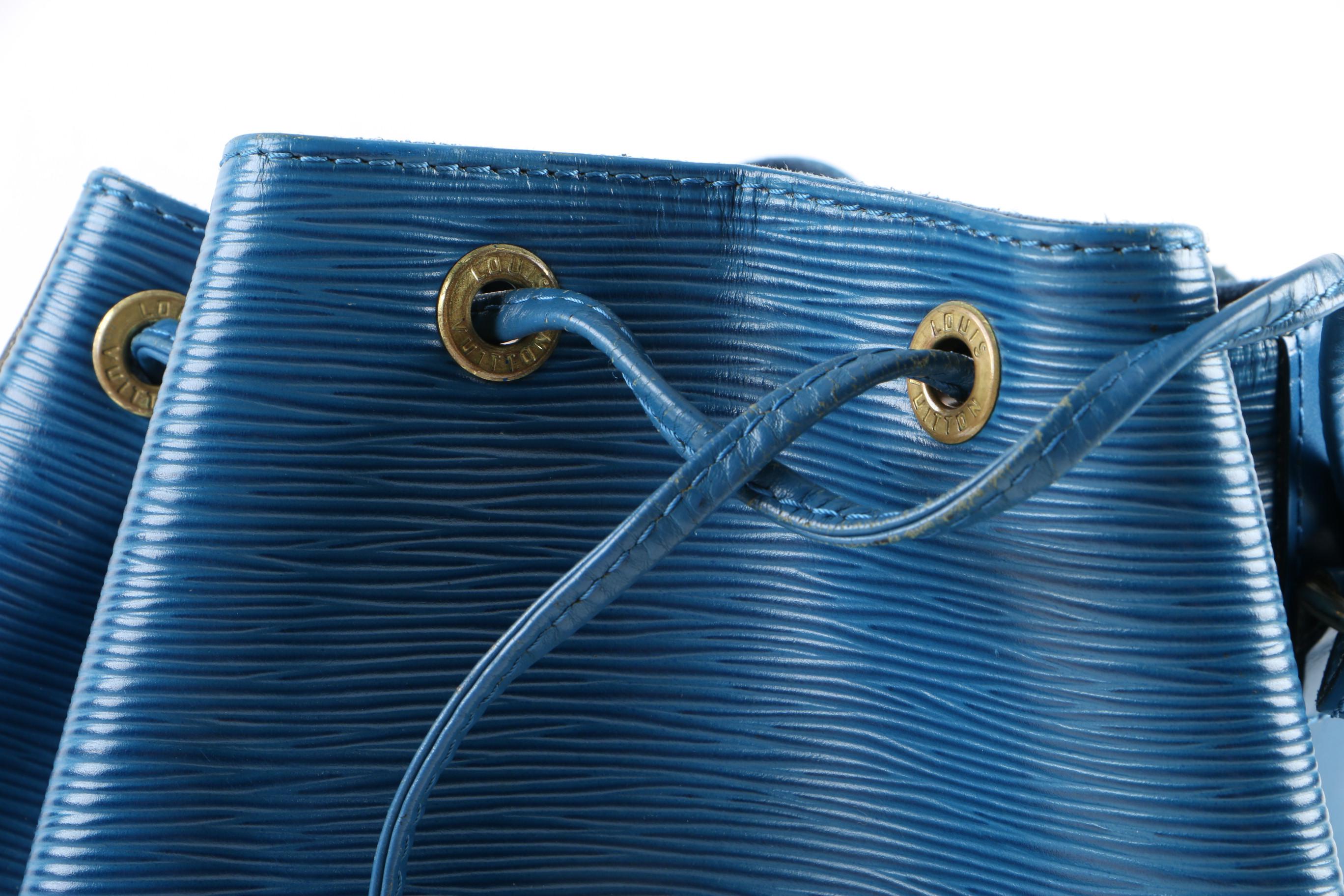 Louis Vuitton of Paris Epi Leather Petit Noe Bucket Bag in Toledo Blue