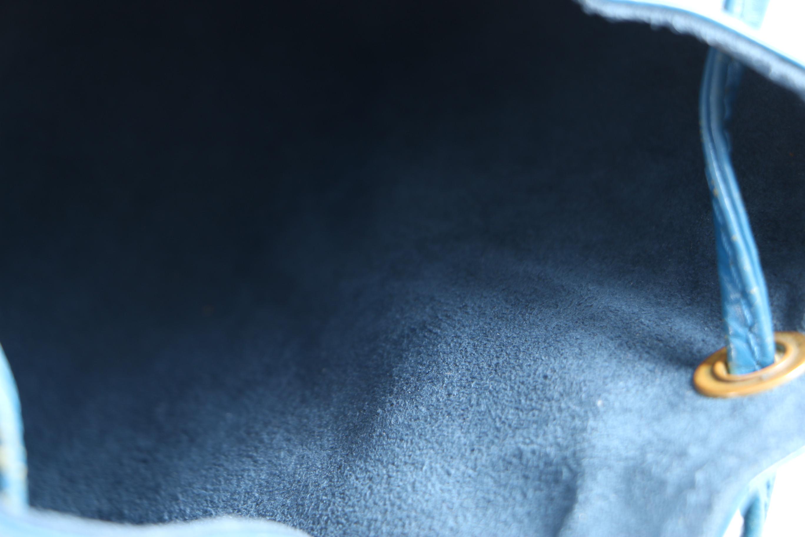 Louis Vuitton of Paris Epi Leather Petit Noe Bucket Bag in Toledo Blue