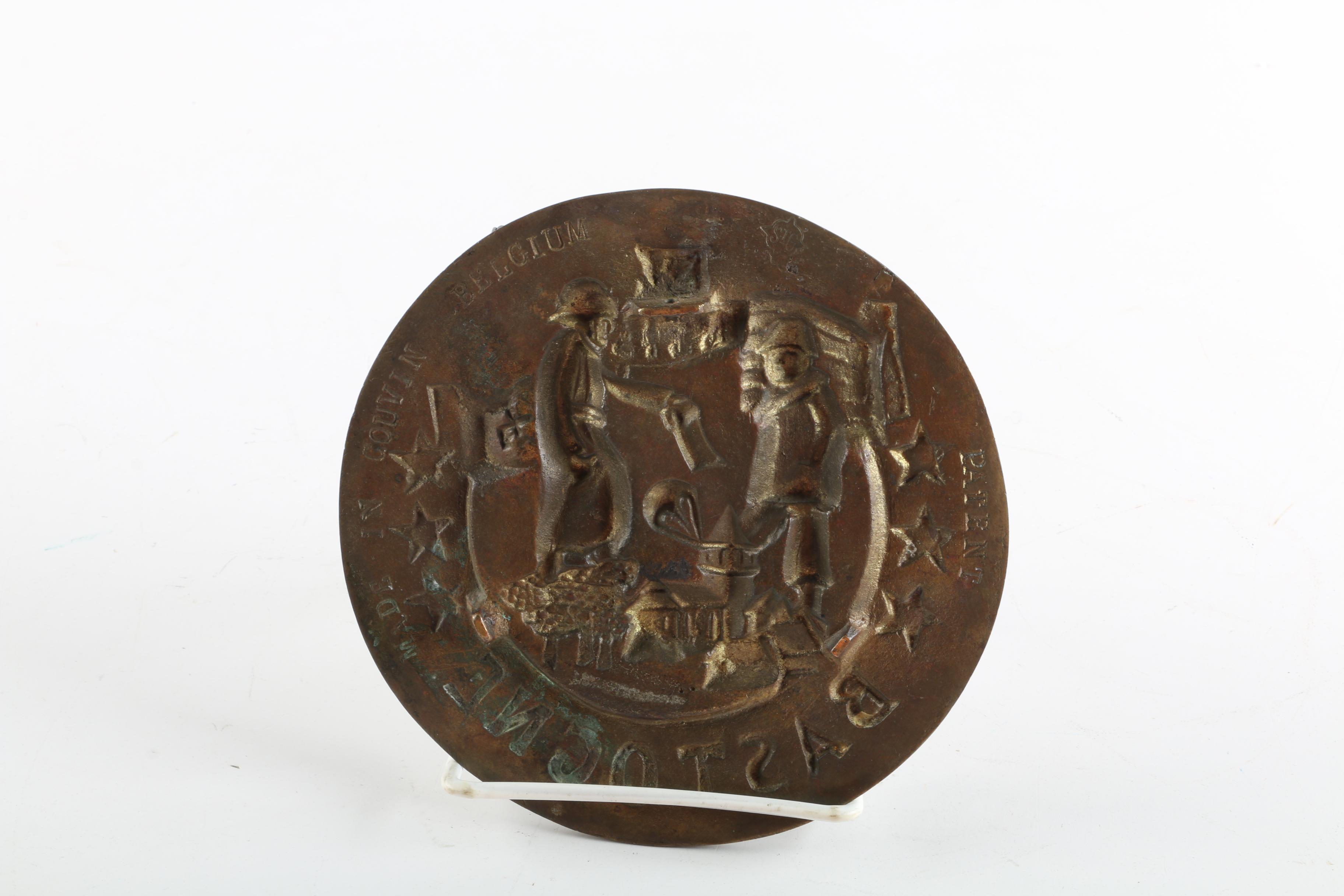 WWII Siege of Bastogne Commemorative Repoussé Brass Plaque