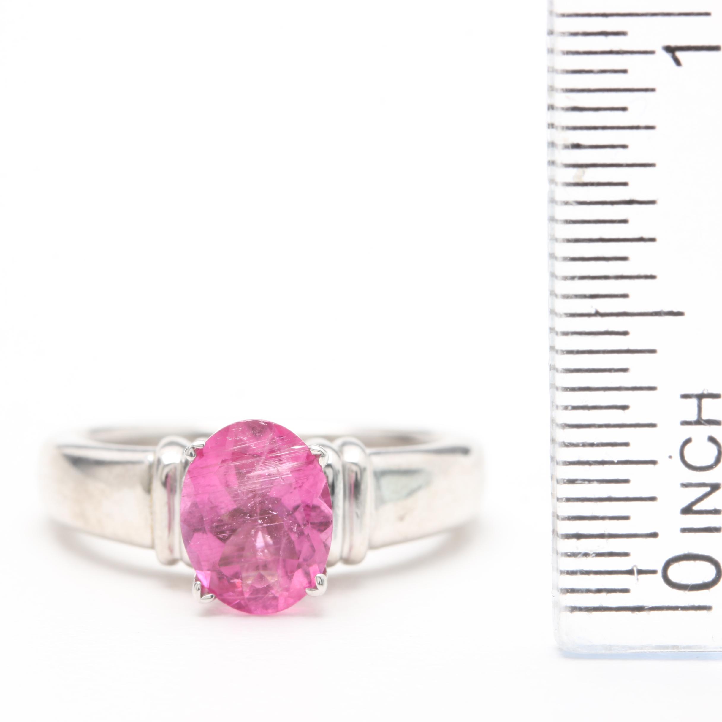 14K White Gold 1.30 CT Pink Tourmaline Ring