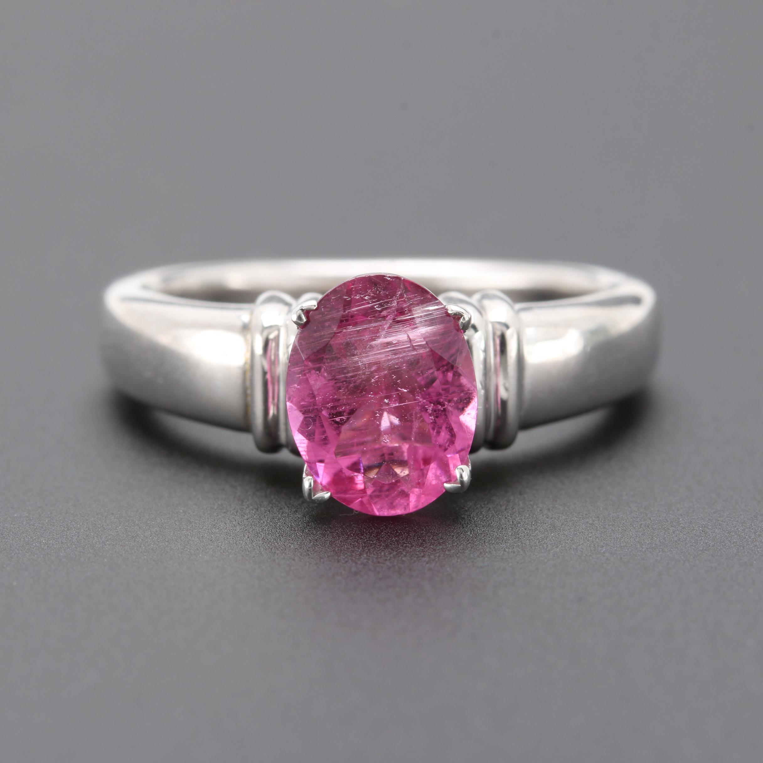 14K White Gold 1.30 CT Pink Tourmaline Ring