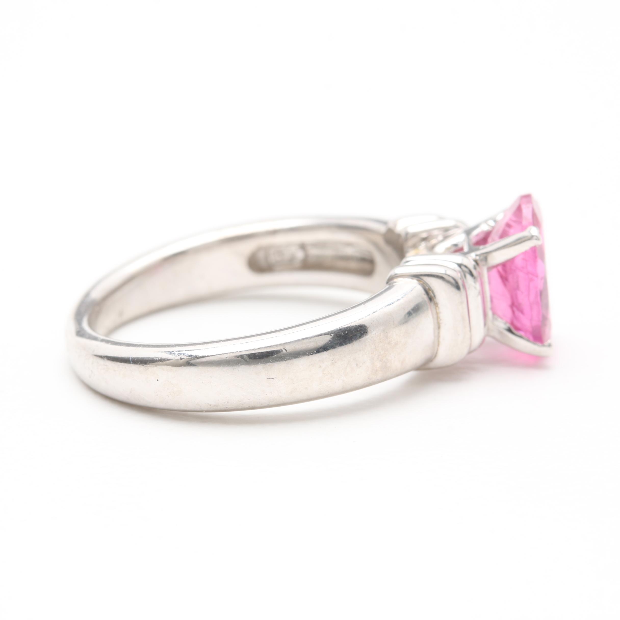 14K White Gold 1.30 CT Pink Tourmaline Ring