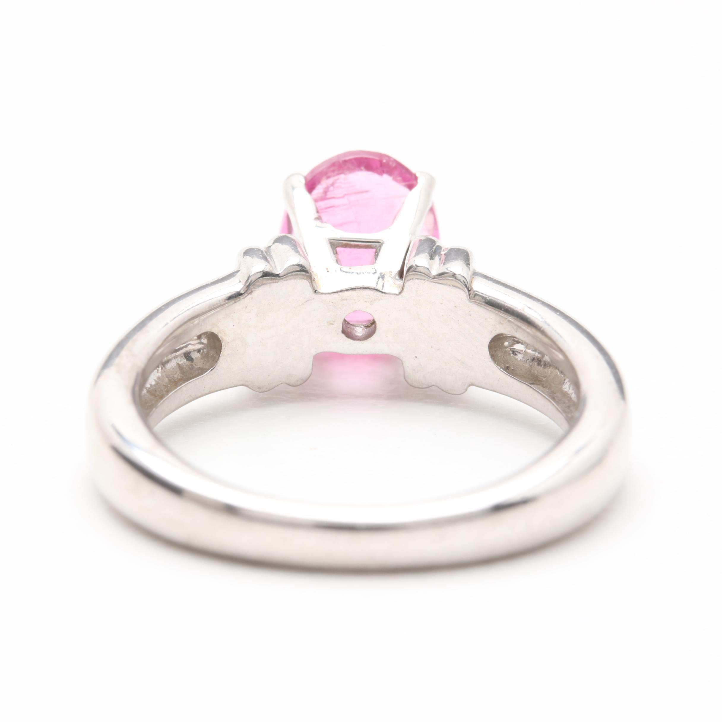 14K White Gold 1.30 CT Pink Tourmaline Ring