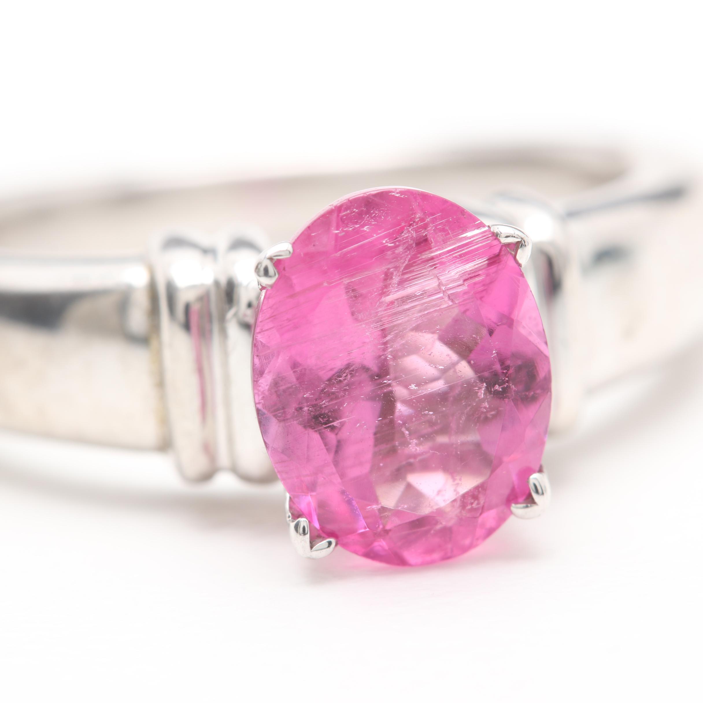 14K White Gold 1.30 CT Pink Tourmaline Ring