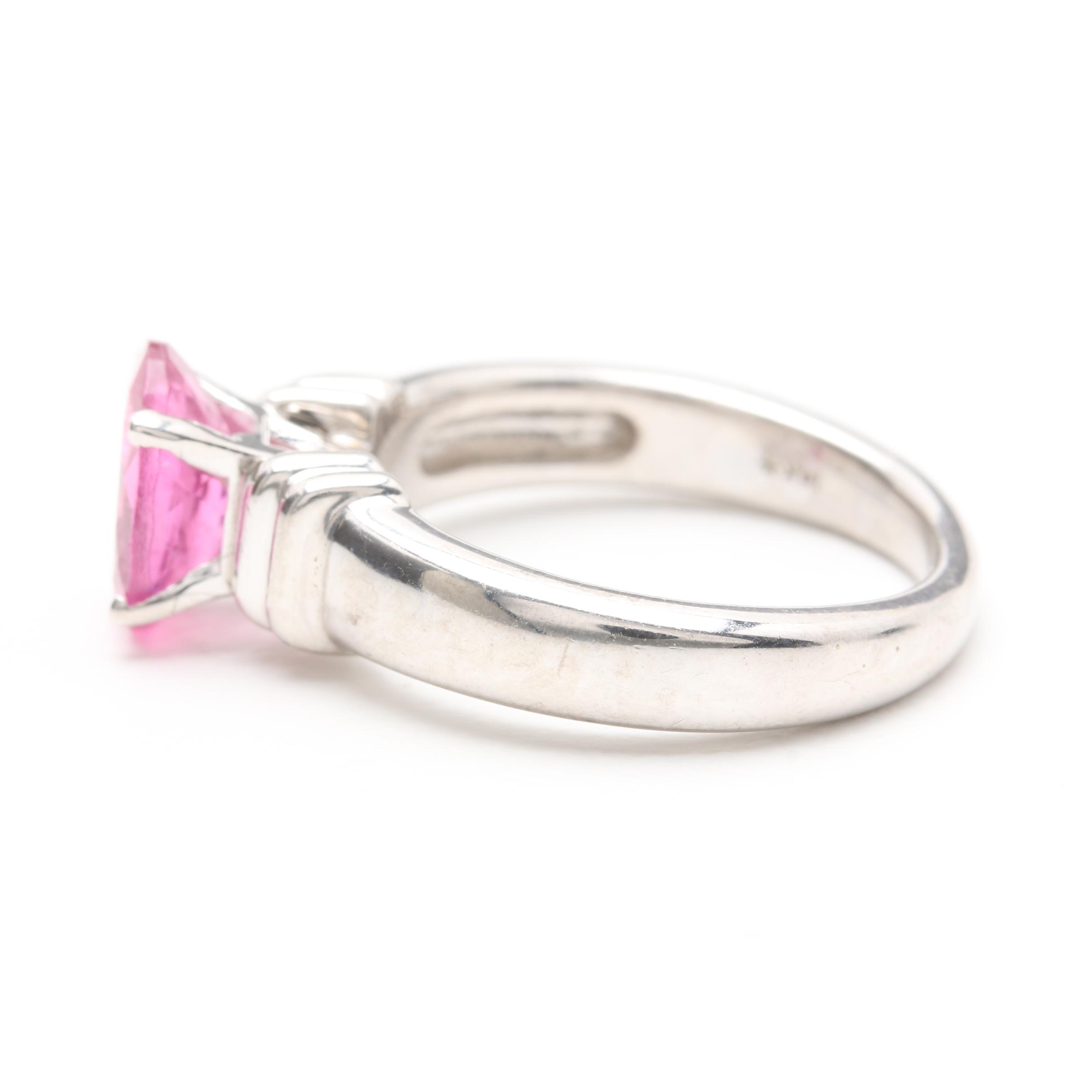 14K White Gold 1.30 CT Pink Tourmaline Ring