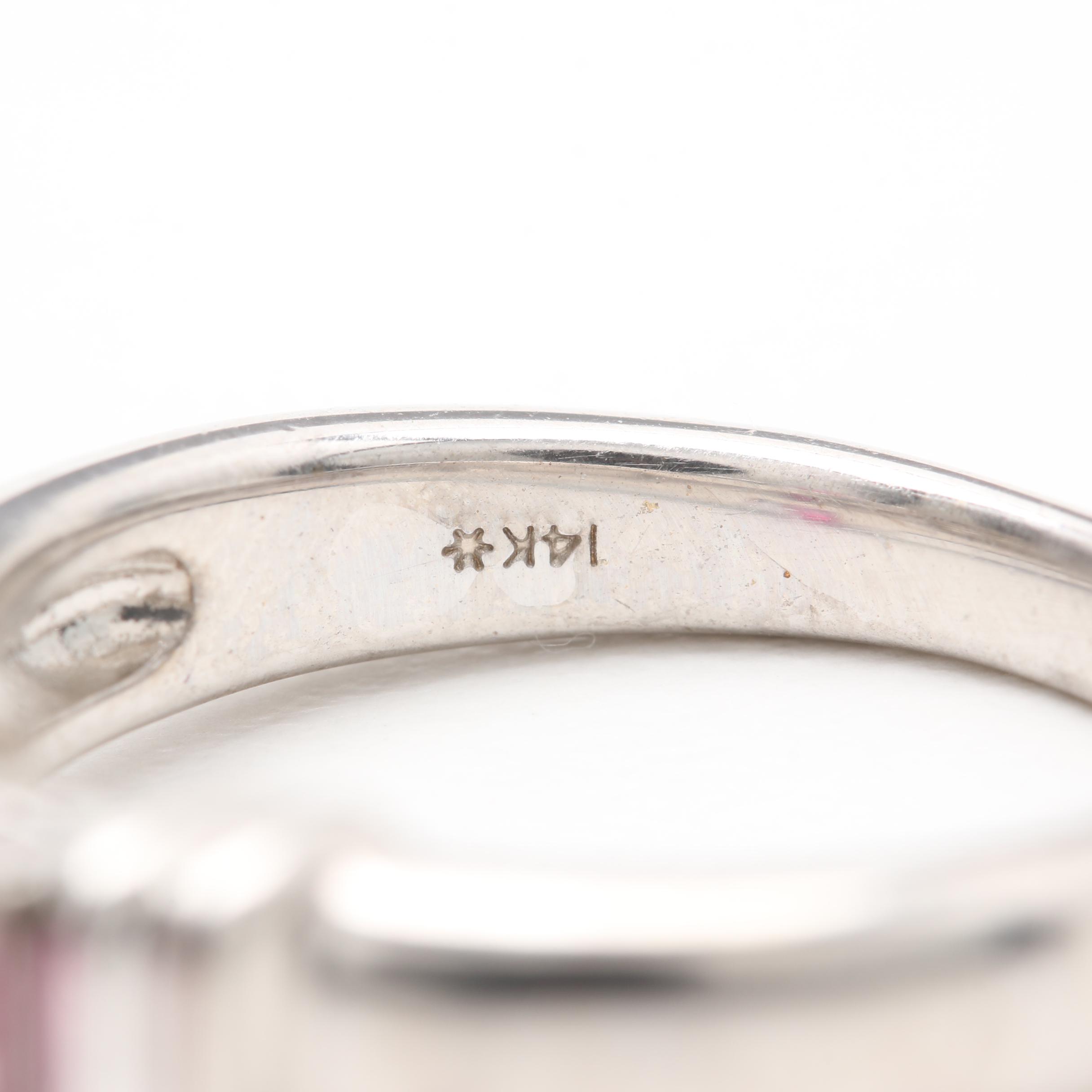 14K White Gold 1.30 CT Pink Tourmaline Ring