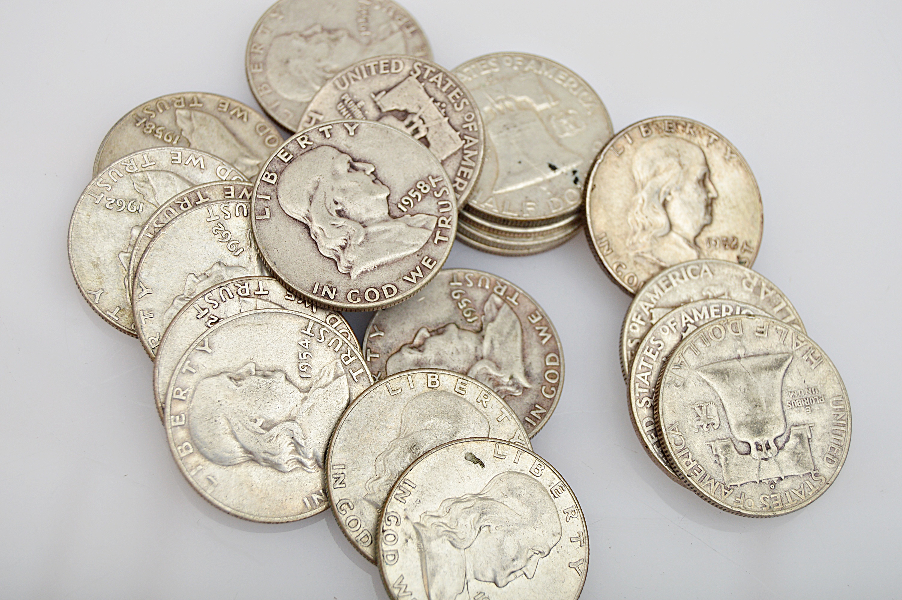 Twenty Franklin Silver Dollars