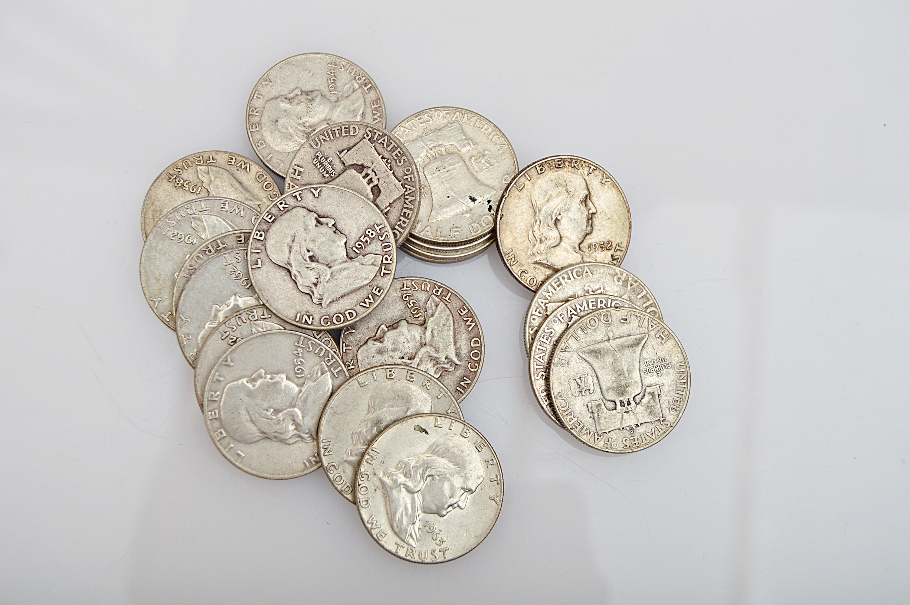 Twenty Franklin Silver Dollars