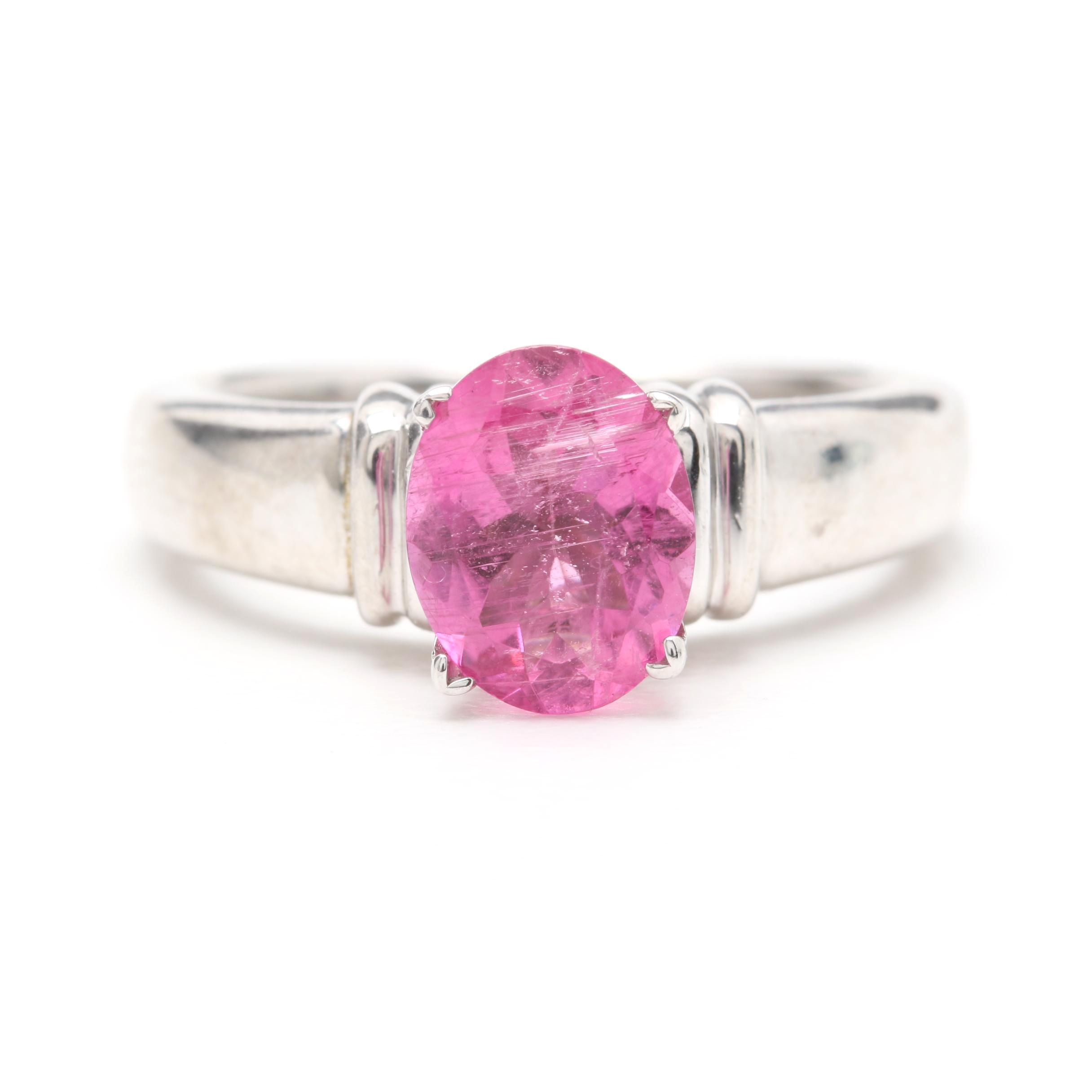 14K White Gold 1.30 CT Pink Tourmaline Ring