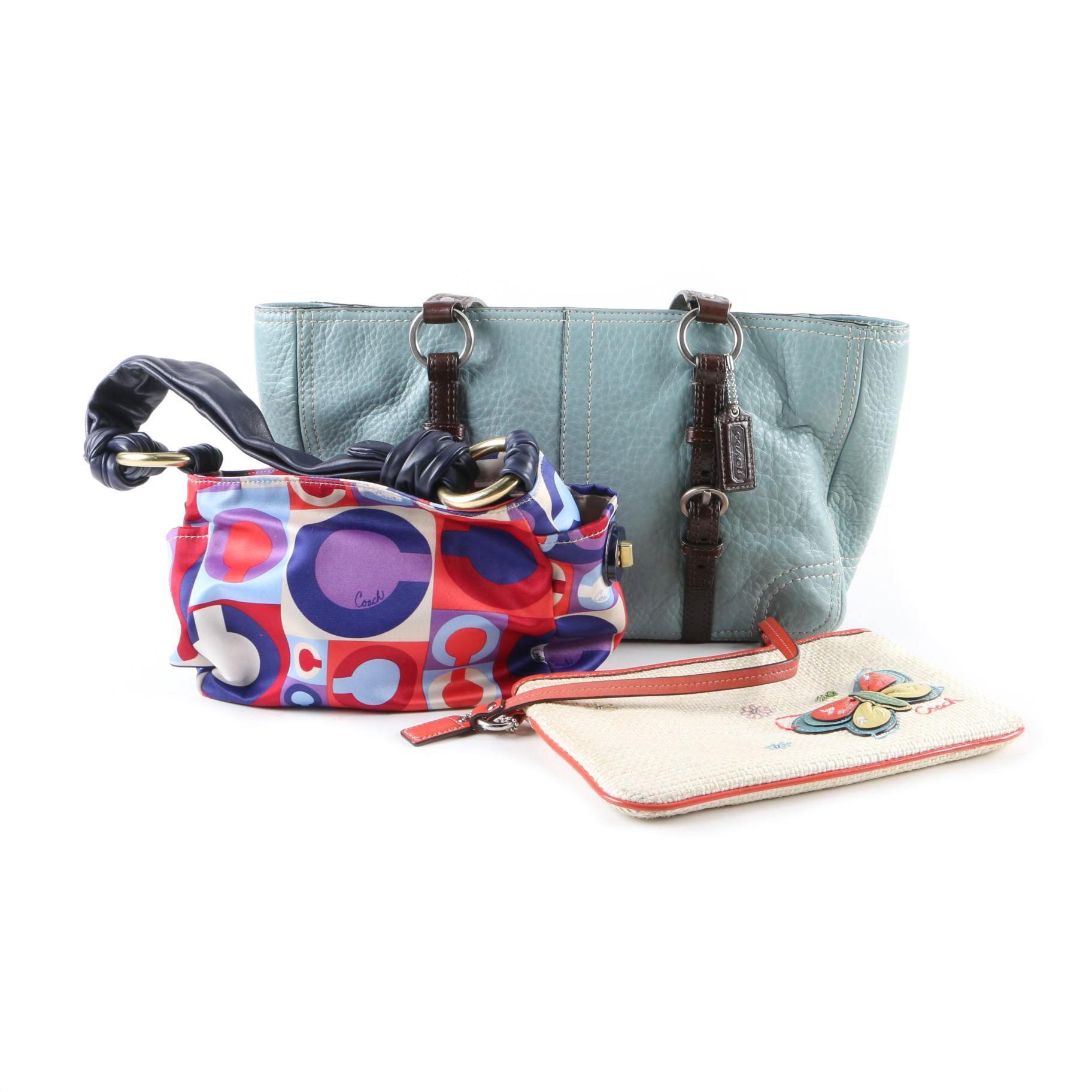 Coach Chelsea Tote, Op Art Hobo Bag and Raffia Wristlet