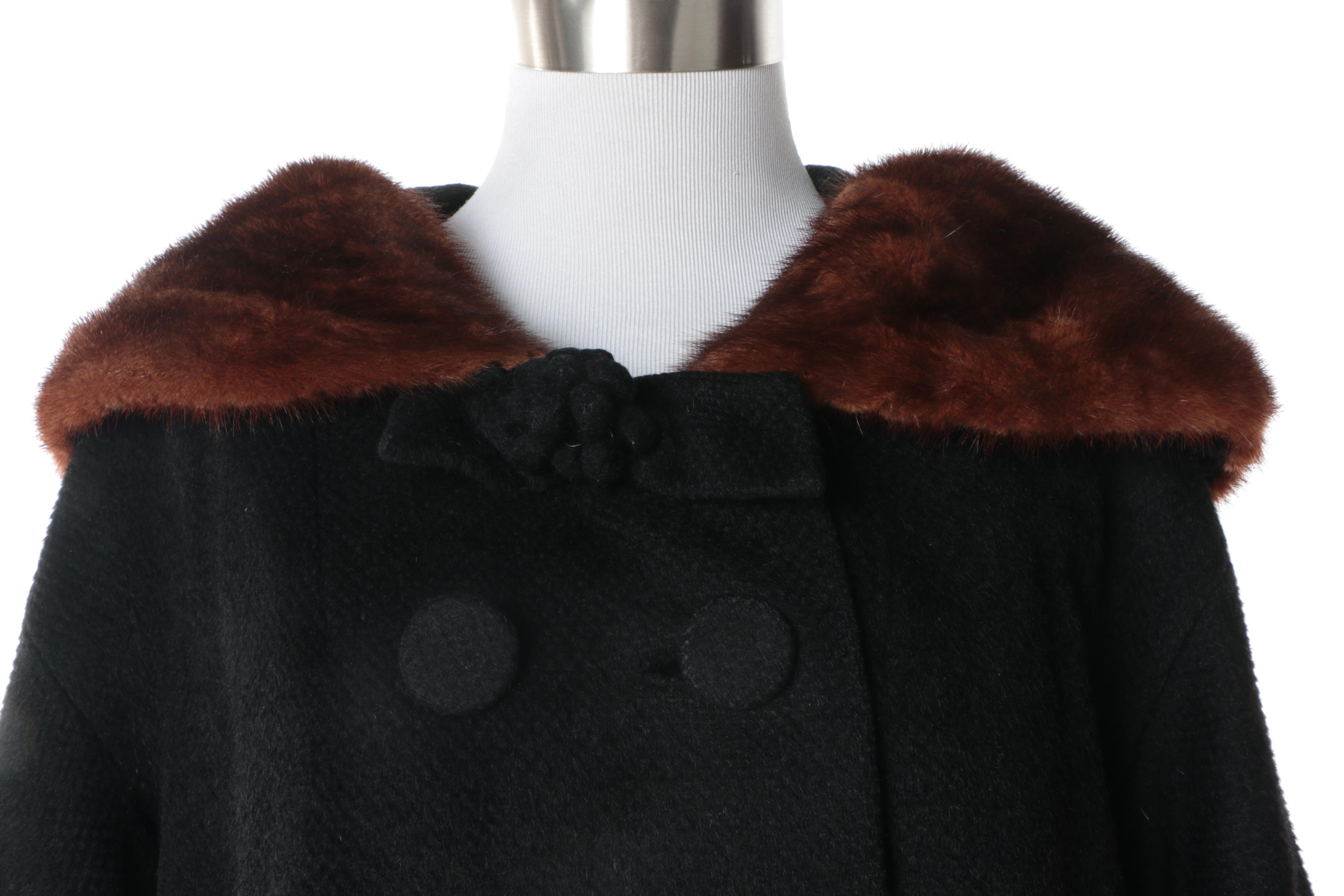 Women's Vintage Gimbel Brothers and Townley Overcoats with Fur Collars