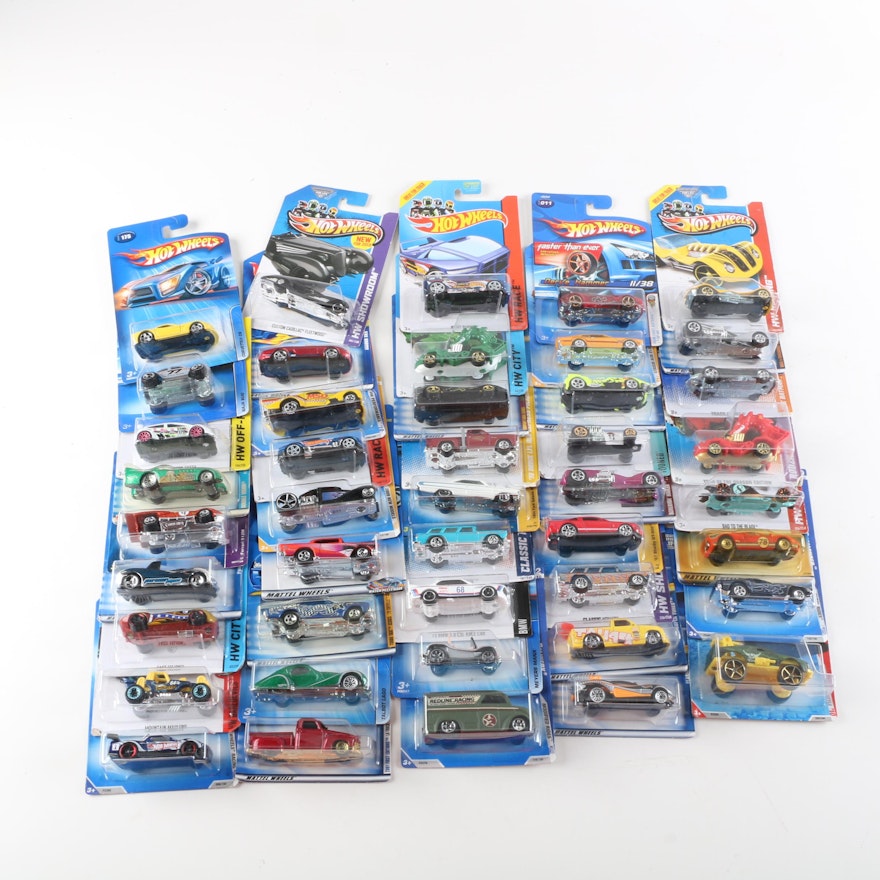 Hot Wheels Die-Cast Cast Vehicles Including "HW Race" and "Track Stars"