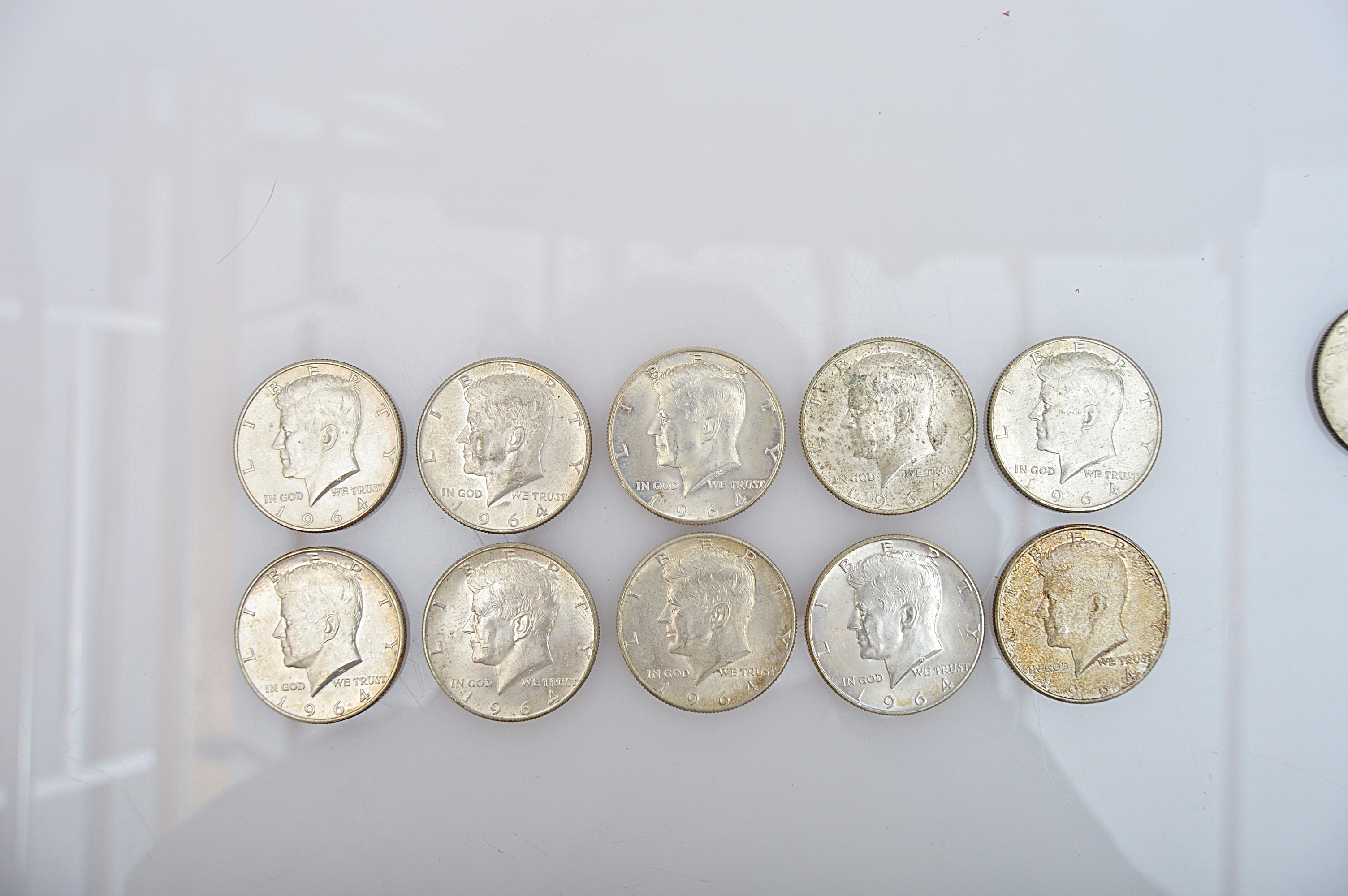 Ten 1964 Kennedy Silver Half Dollars