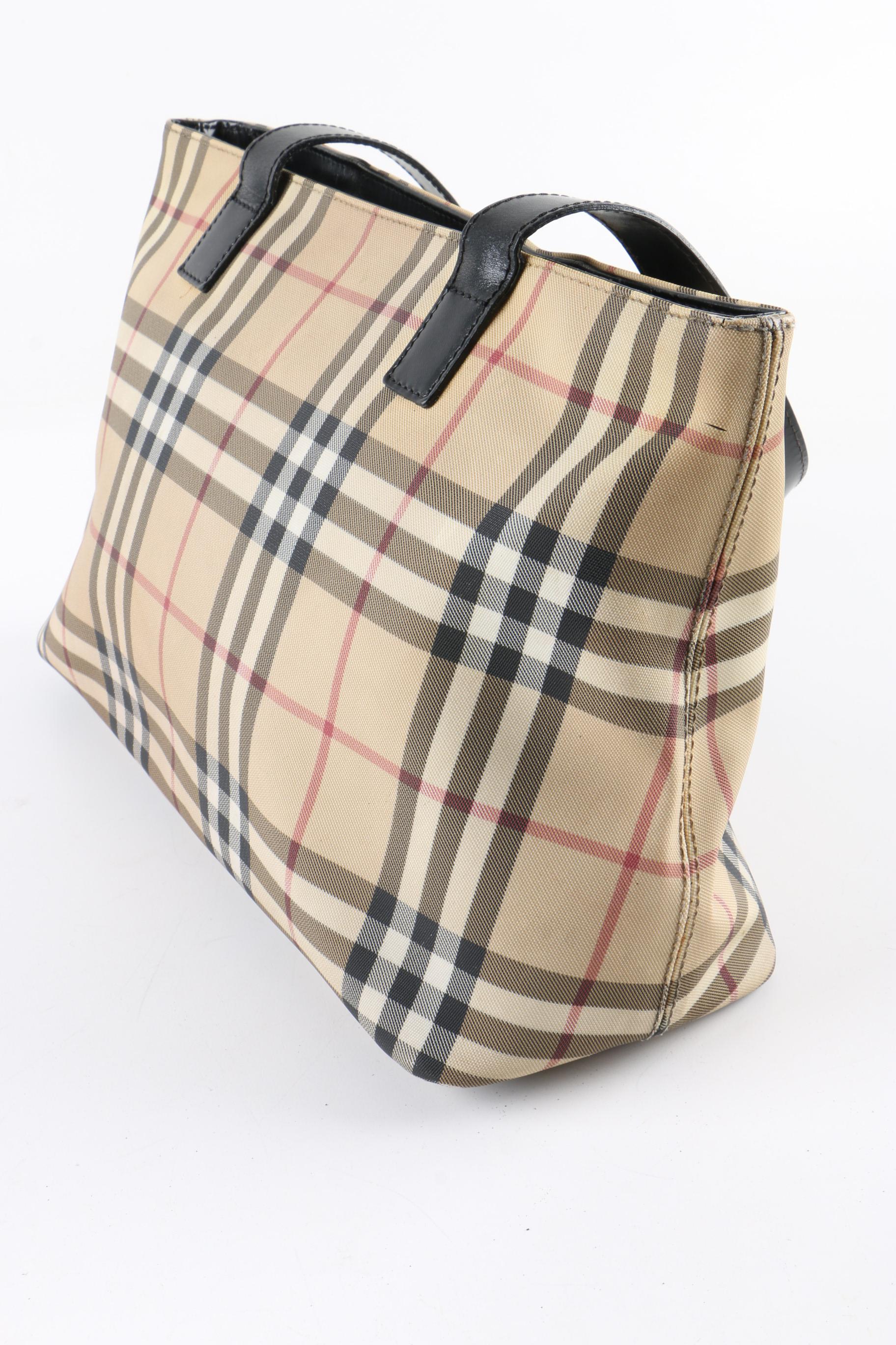 Burberry London “Nova Check” Tote Bag and Prada Nylon Handbag