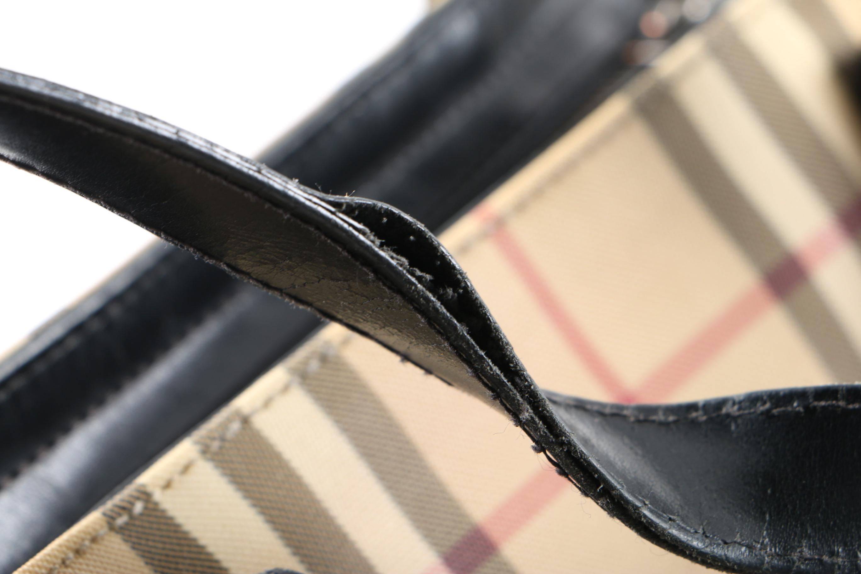 Burberry London “Nova Check” Tote Bag and Prada Nylon Handbag