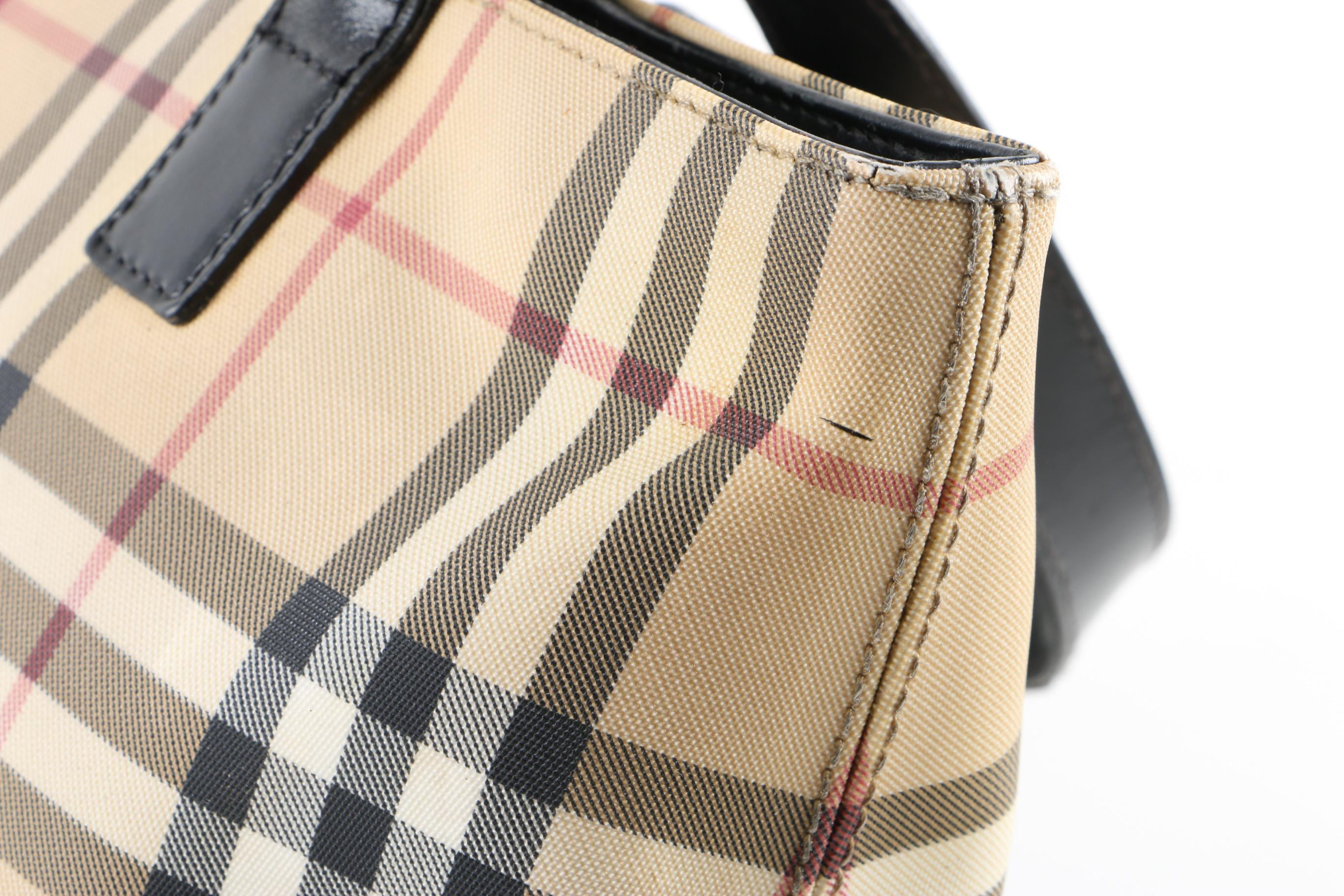 Burberry London “Nova Check” Tote Bag and Prada Nylon Handbag