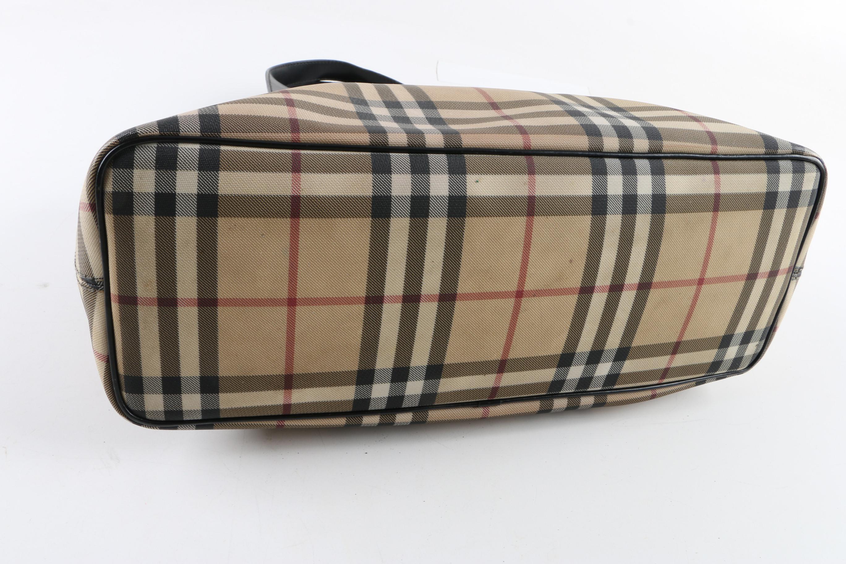 Burberry London “Nova Check” Tote Bag and Prada Nylon Handbag