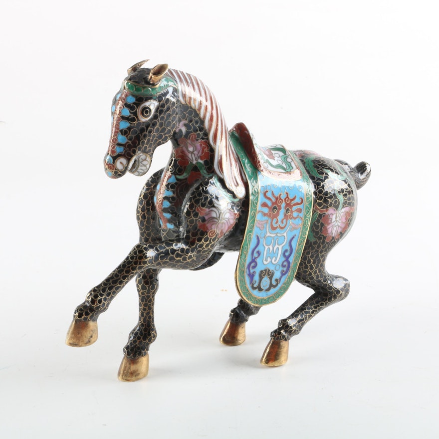 Vintage Chinese Cloisonné Horse Figurine